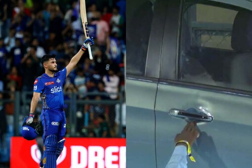 IPL 2023: Nehal Wadhera's Massive Six Leaves a Dent in the Car During MI vs RCB Match | WATCH VIDEO