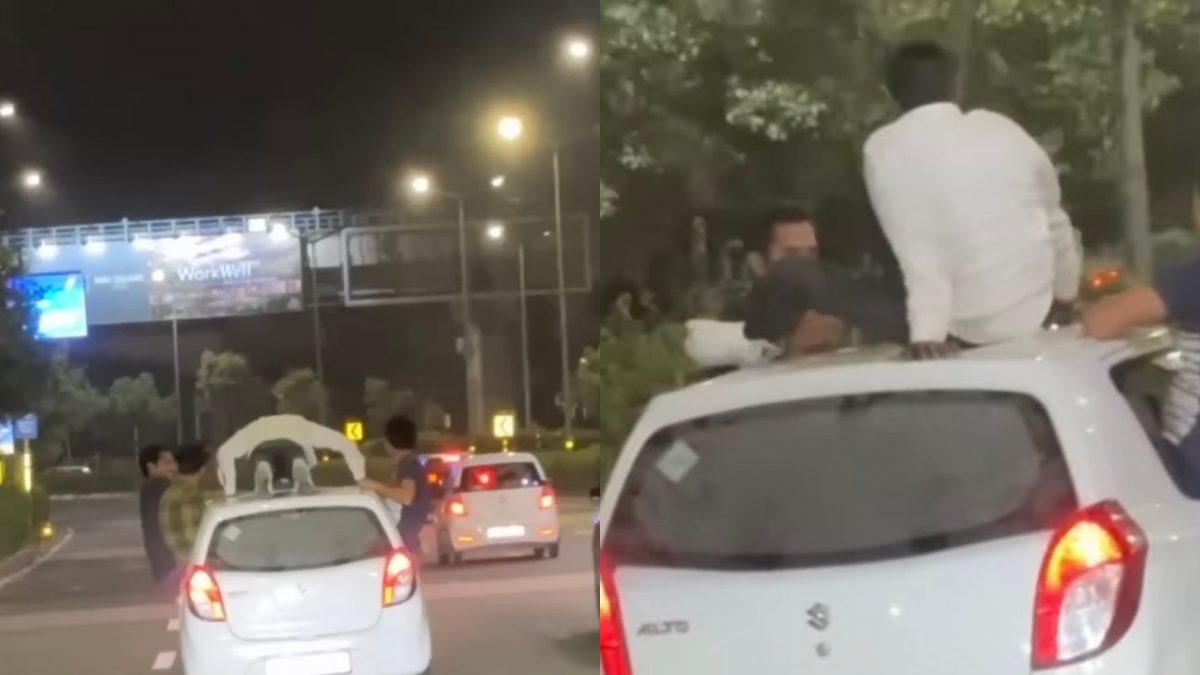 Caught On Cam: Gurugram Man Seen Drinking, Doing Push-ups on Top of Moving Car; Two Held - Vimarsana News