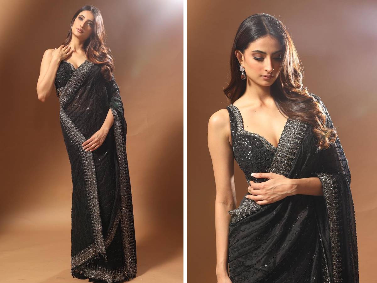 Palak Tiwari Exudes Elegance In Black Saree With Deep-neck Blouse