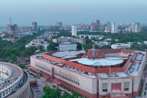 New Delhi: An aerial view of newly-constructed Parliament building that will be inaugurated by Prime Minister Narendra Modi on May 28, in New Delhi (Image: PTI)