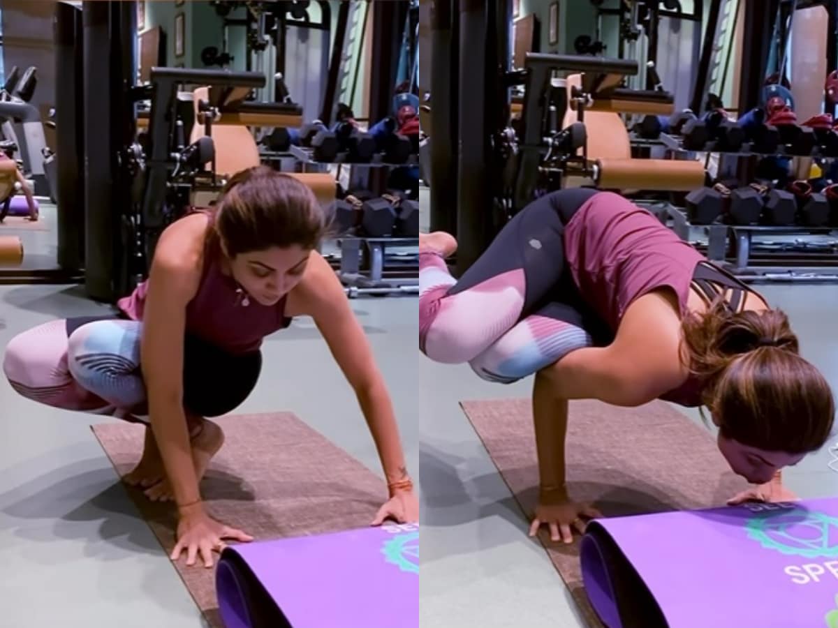 Shilpa Shetty beats Monday blues with tough yoga pose - Rediff.com