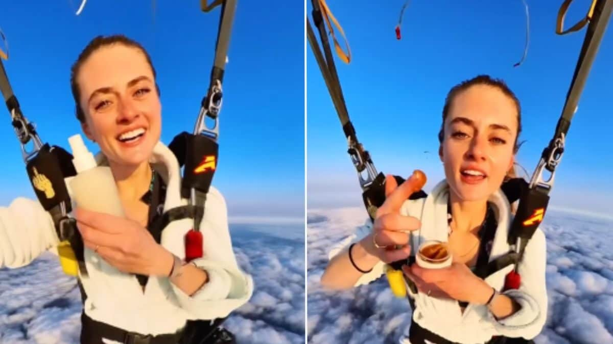 Insta Influencer Performs Skincare While Skydiving at 10,000 Feet, Viral Video Will Make You Gasp