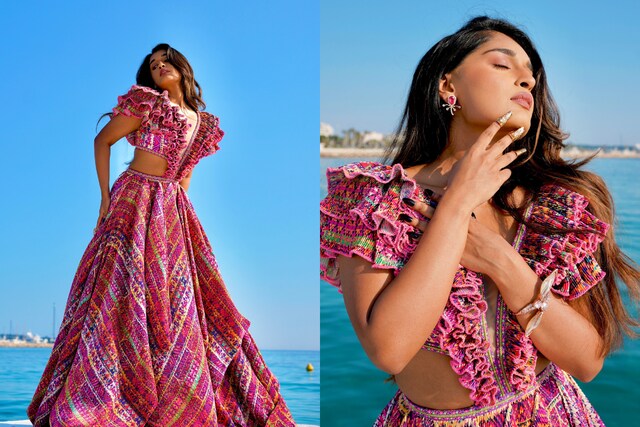 Niharika NM Looks Summer Ready In A Colourful Spunky Neo Gown At Cannes ...