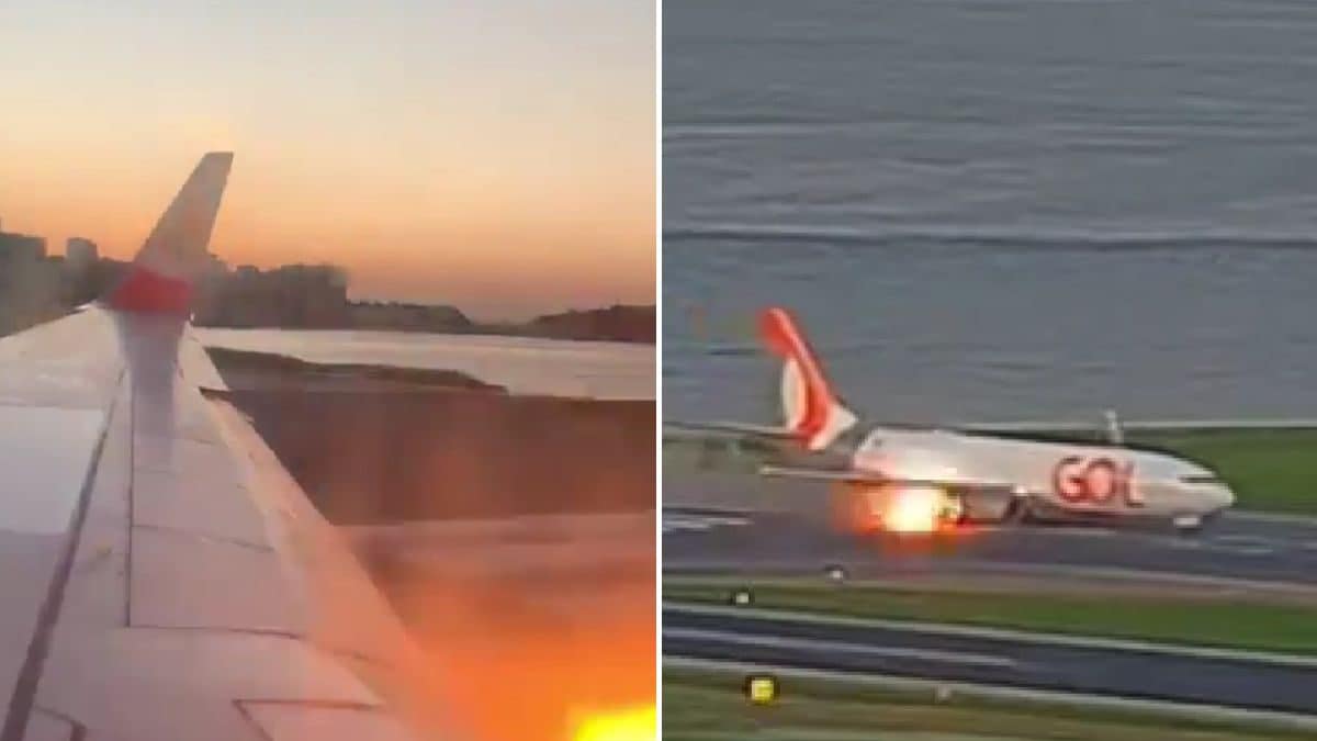 Brazil Plane's Engine Burst Into Flames On Runway Moments Before Take ...