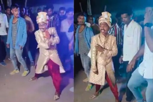 Initially, the groom is seen dancing alone, but later he involves his friends as well.