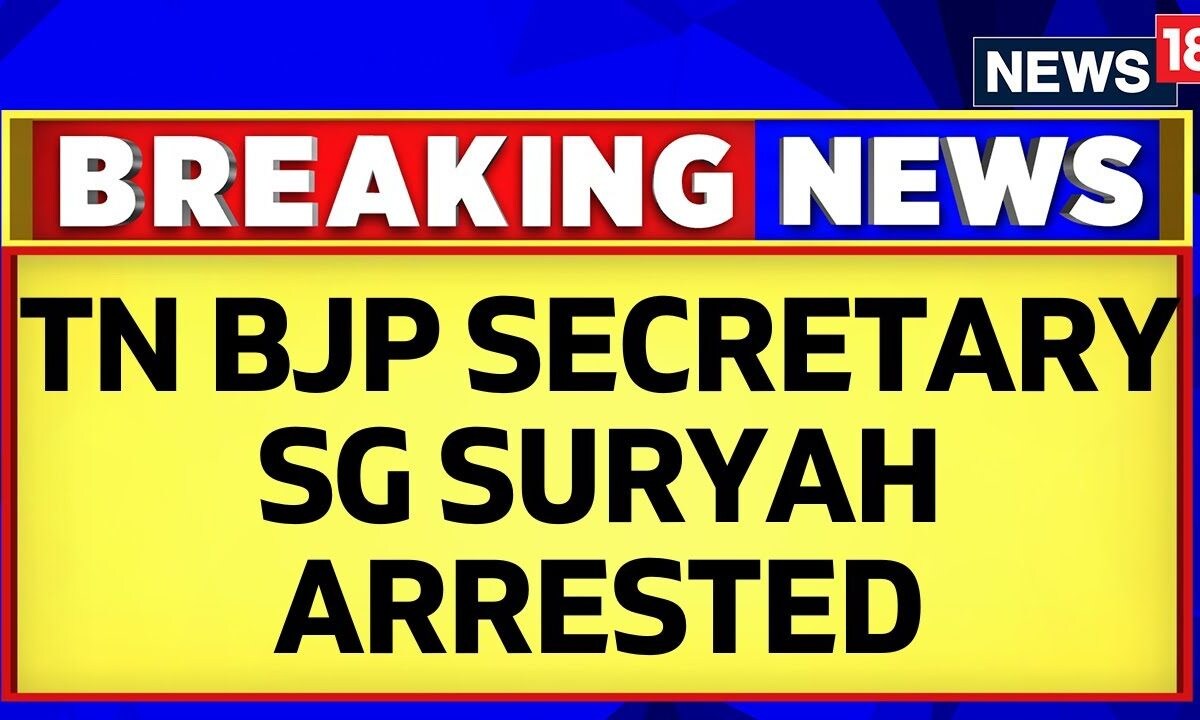 Tamil Nadu News Tamil Nadu BJP Secretary SG Suryah Arrested By