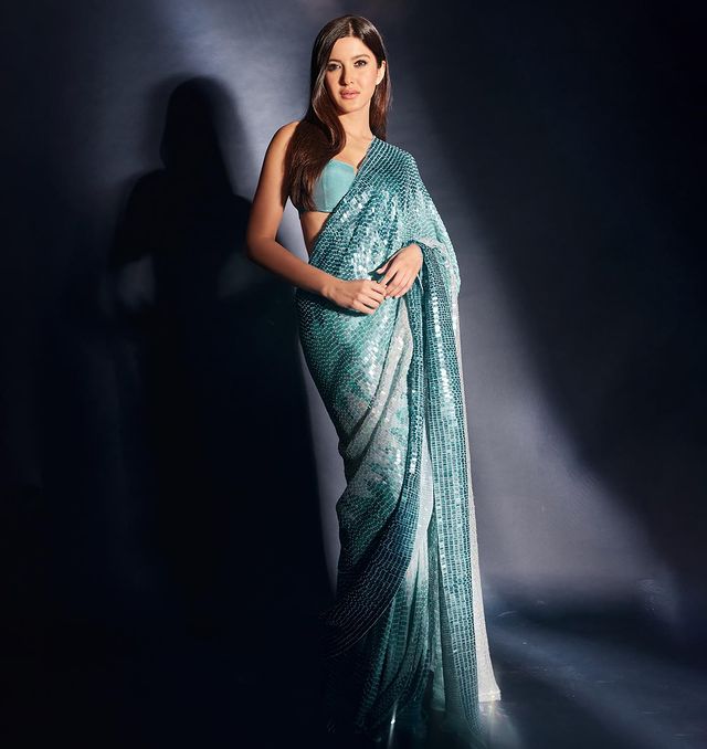  She had earlier posted a photo of herself wearing a powder blue sequined saree and dual-tone silk blouse that complemented her flawless complexion and created an unforgettable look. (Image: Instagram)