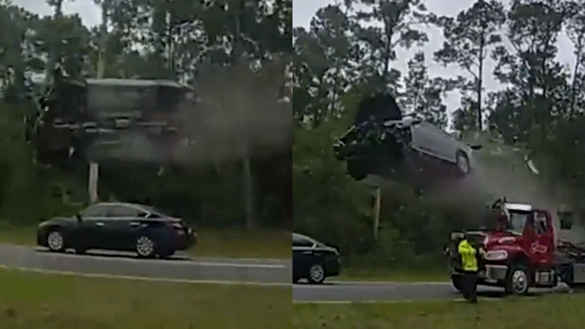 'Looks Like An Action Movie Scene': Car Goes Flying After Hitting Tow Truck's Ramp