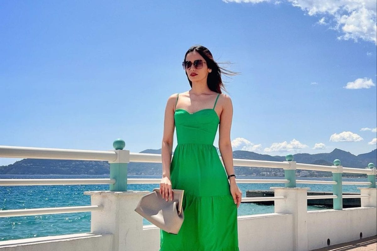 Bright green shop summer dress