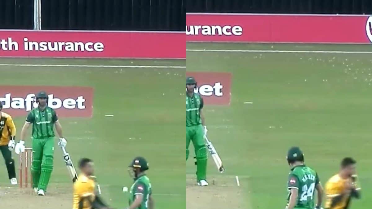 T20 Blast 2023 Bowler Takes Bizarre Catch After Ball Bounces Off NonStriker Batsman's Chest
