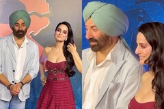 Ameesha Patel Rocks a Sexy Red Dress at Gadar Screening, Sunny Deol Sports Turban; Watch