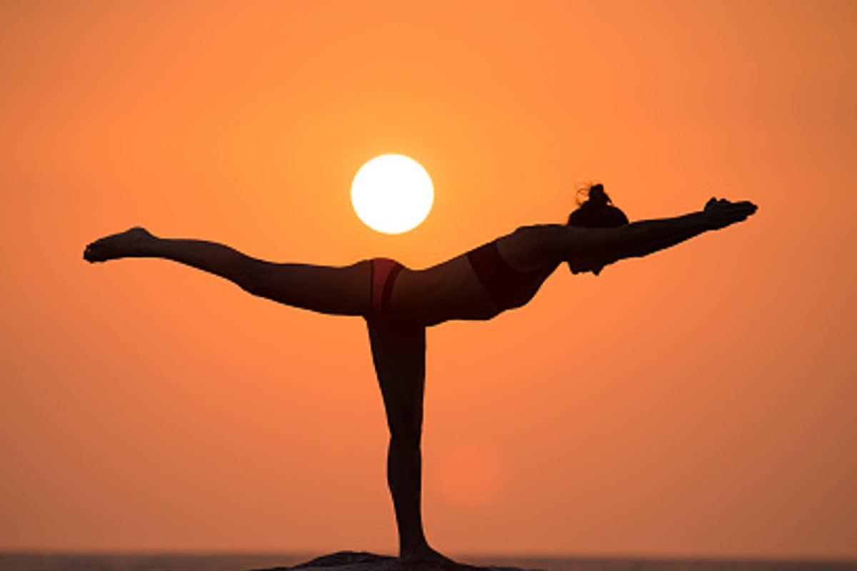 Yoga Poses Silhouette at Beach Sunset Stock Illustration - Illustration of  body, outdoor: 278544773