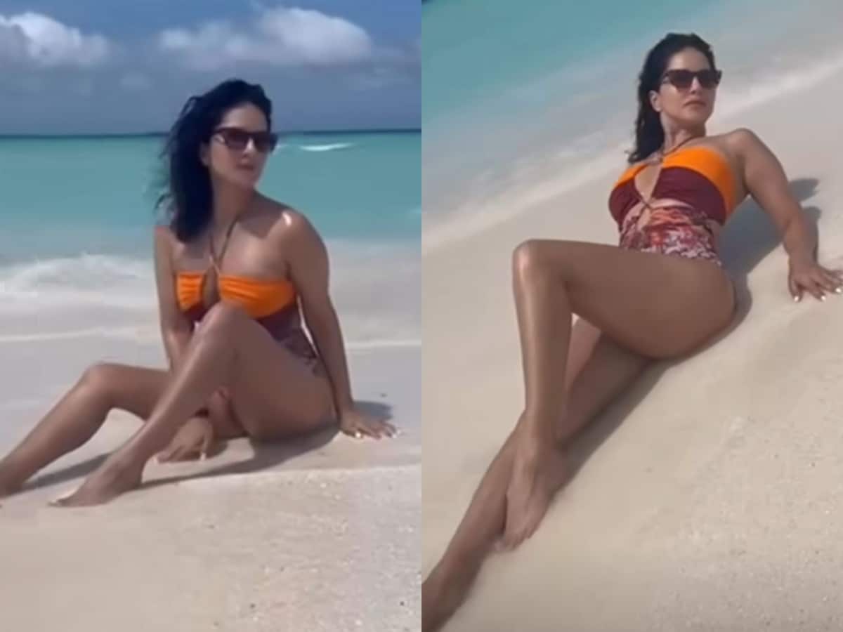 Bharat Mein Sexy Video - Sexy! Sunny Leone Goes Bold As She Poses On Beach In Plunging Swimsuit, Hot  Video Goes Viral; Watch - News18