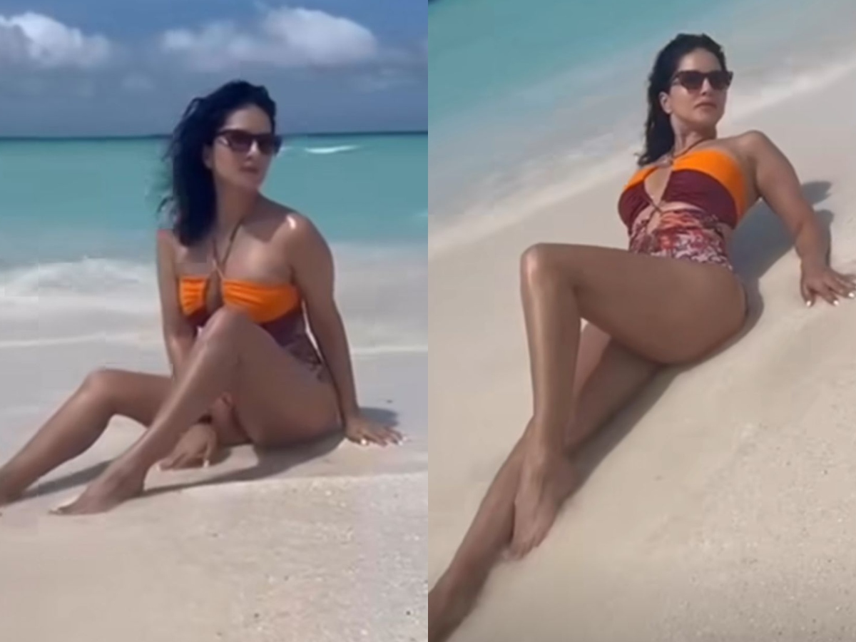 Sexy Video Sunil Ki - Sexy! Sunny Leone Goes Bold As She Poses On Beach In Plunging Swimsuit, Hot  Video Goes Viral; Watch - News18