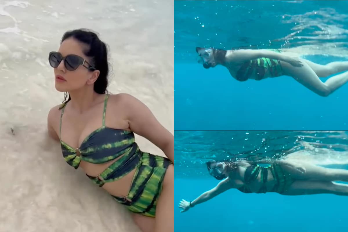 Sunny Leonee Sexy Videos - Sunny Leone Slips Into a Sexy Neon Green Bikini As She Goes For A  Snorkelling In Maldives; Watch - News18