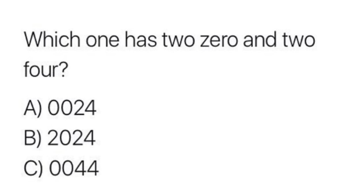 Crack the Code: Can You Find the Option With Two Zeros and Two Fours ...