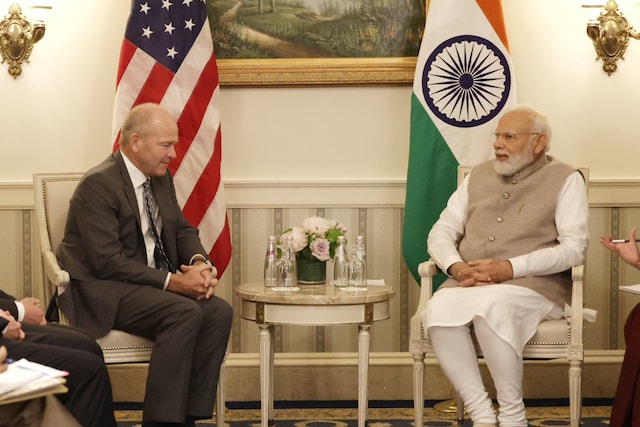 Prime Minister Narendra Modi meet Boeing CEO David L. Calhoun in Washington, DC on Friday.