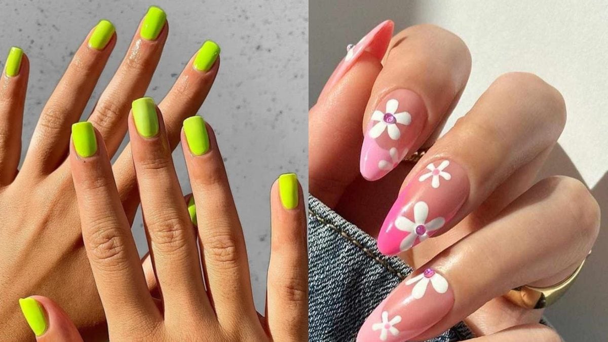 Green and White Nails with Leaves | Green nail designs, Green nails, Green  nail art