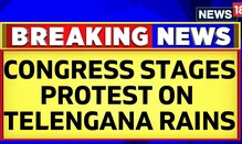 Rain Hyderabad Today | Congress Stages A Protest Outside The GHMC Office Over Monsoon In Hyderabad
