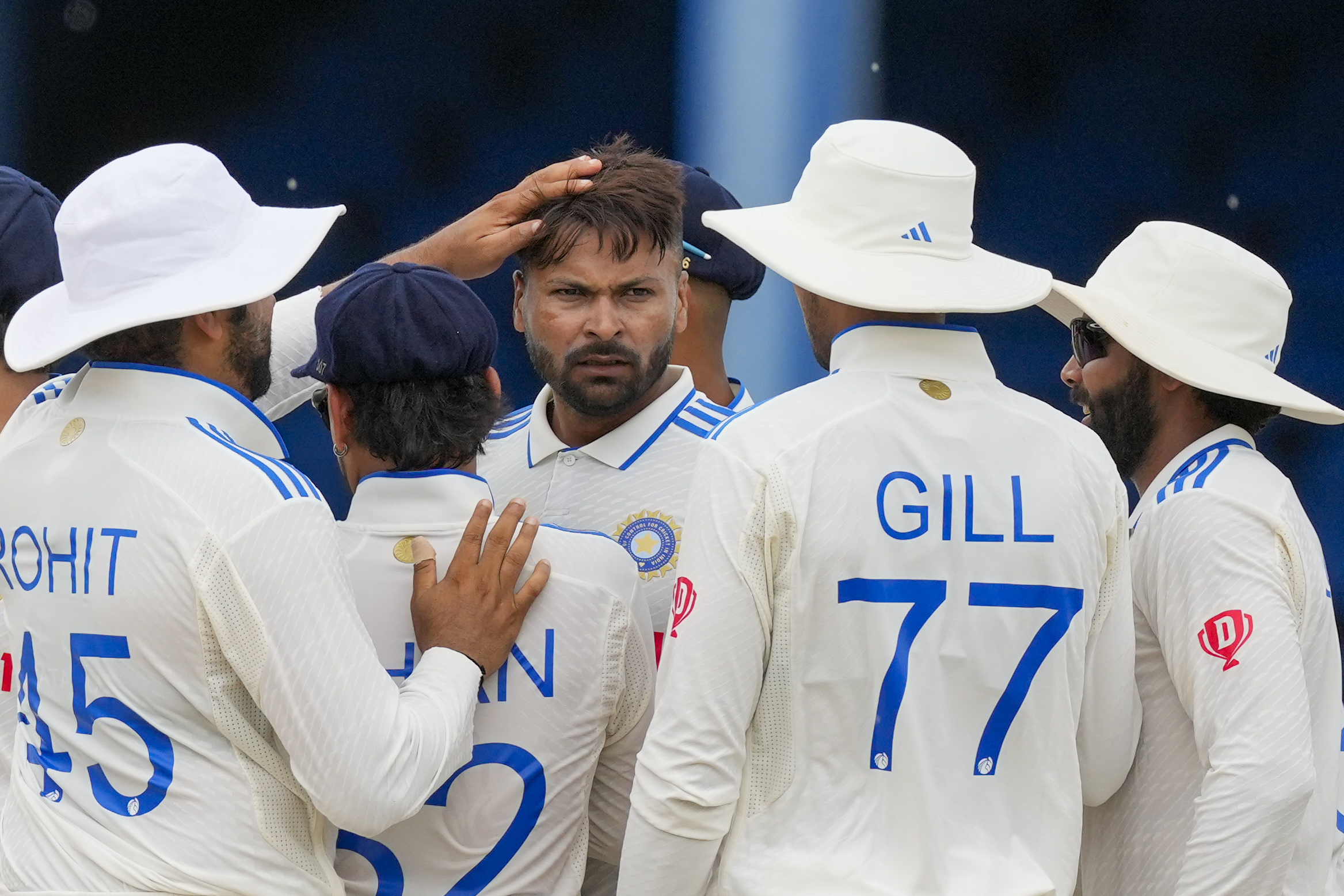 Just before the heavens opened up and rain played spoilsport, Mukesh Kumar picked up his maiden Test wicket, removing McKenzie at 32 to give India a way back in the contest. 