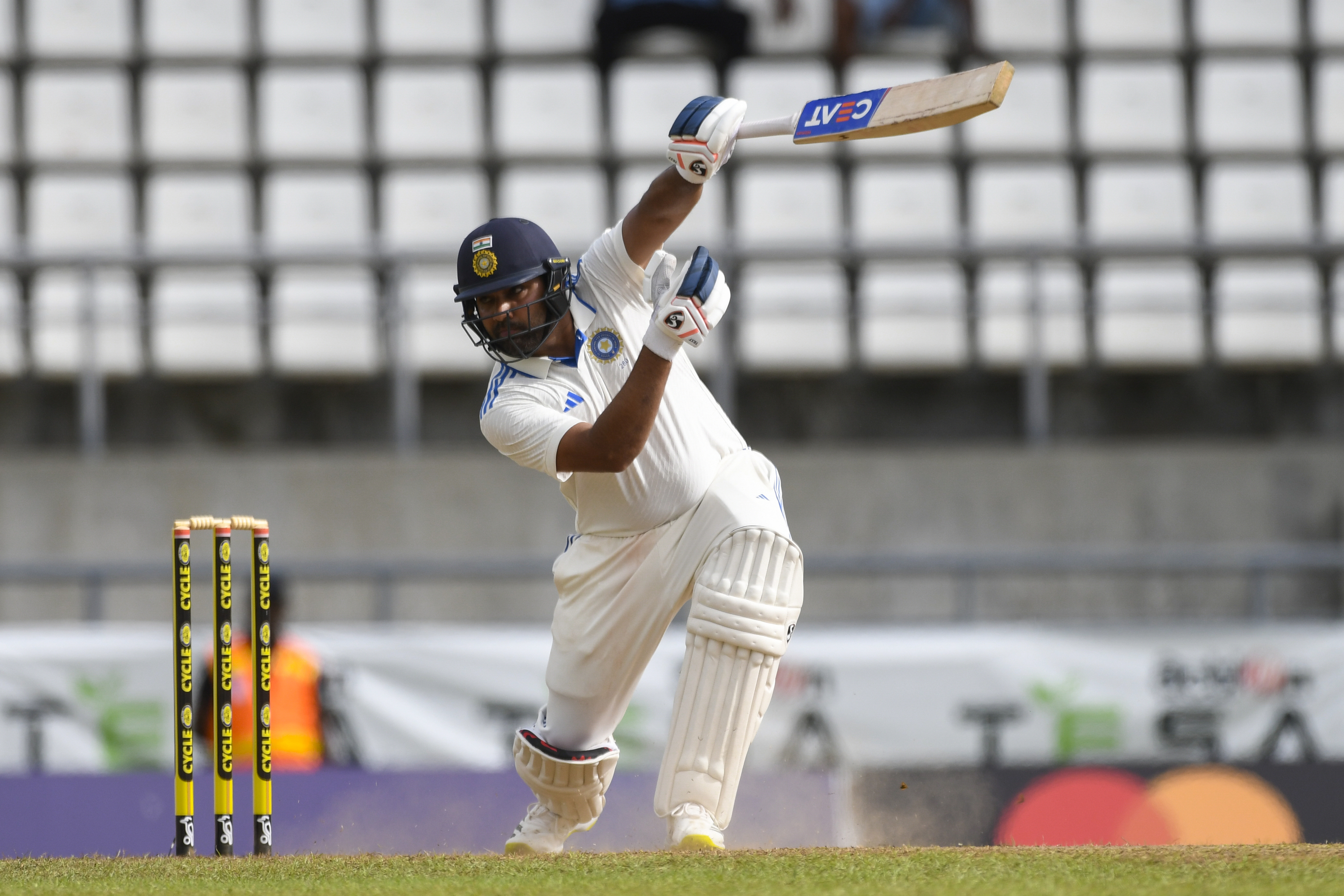 The new pair looked comfortable as there is not much help for the bowlers as Rohit Sharma looked in total control. (AFP Image) The new pair looked comfortable as there is not much help for the bowlers as Rohit Sharma looked in total control