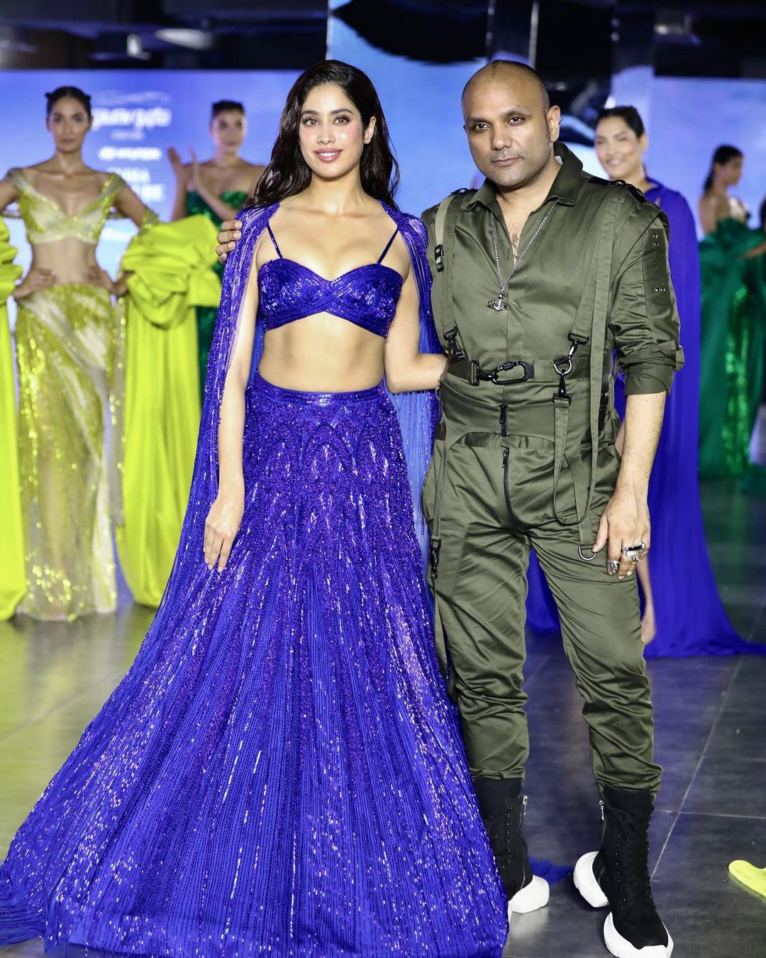 Couturier Gaurav Gupta presented his collection ‘Hiranyagarbha’ on Day 3 of the event. (Image: Instagram) Janhvi