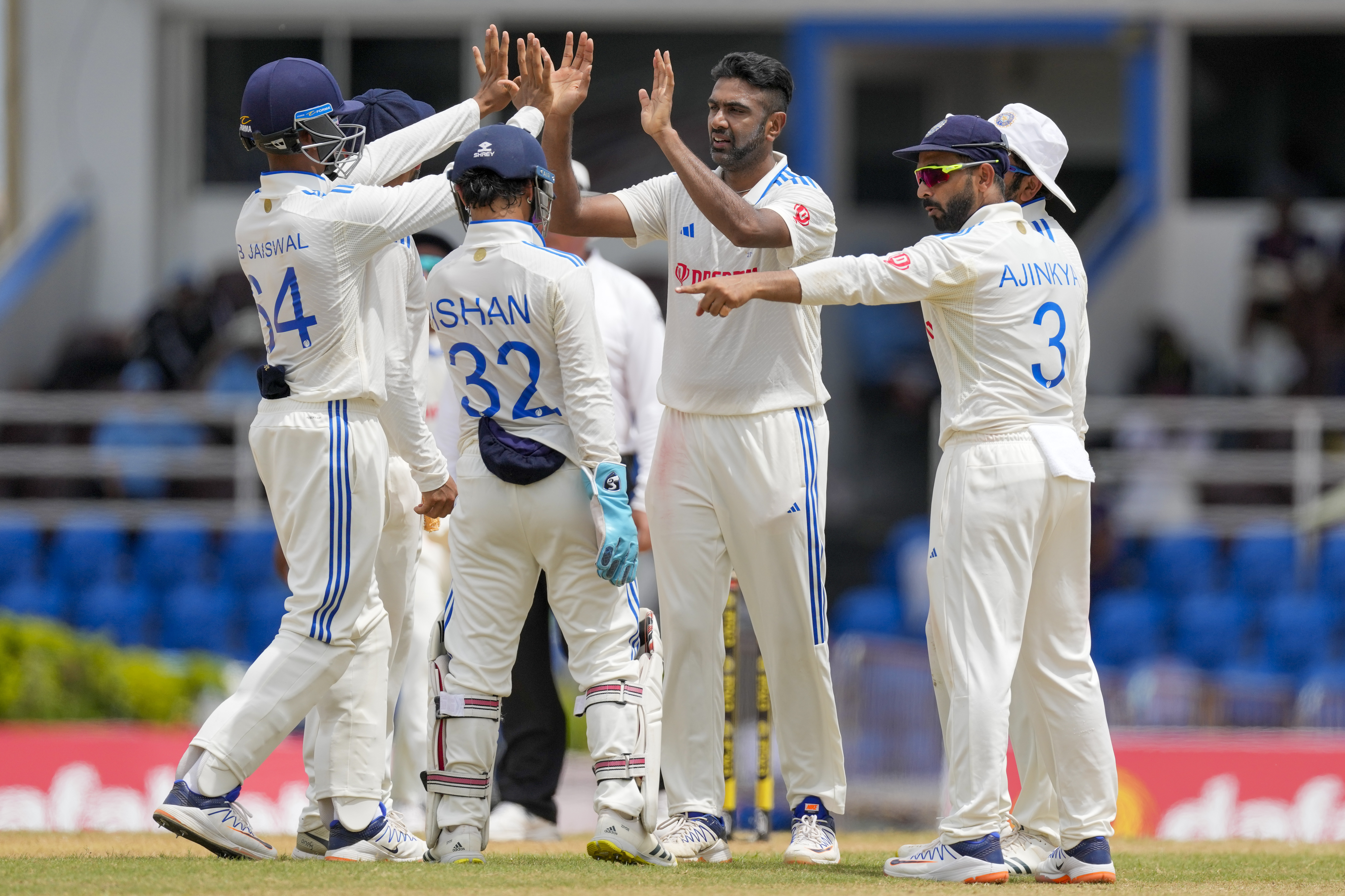 Ashwin struck with a sumptous delivery to remove Brathwaite removing the Windies captain at a crucial juncture. Alick Athanaze also got a start and joined hands with Blackwood as the hosts continued to frustrate the Indian bowlers. 