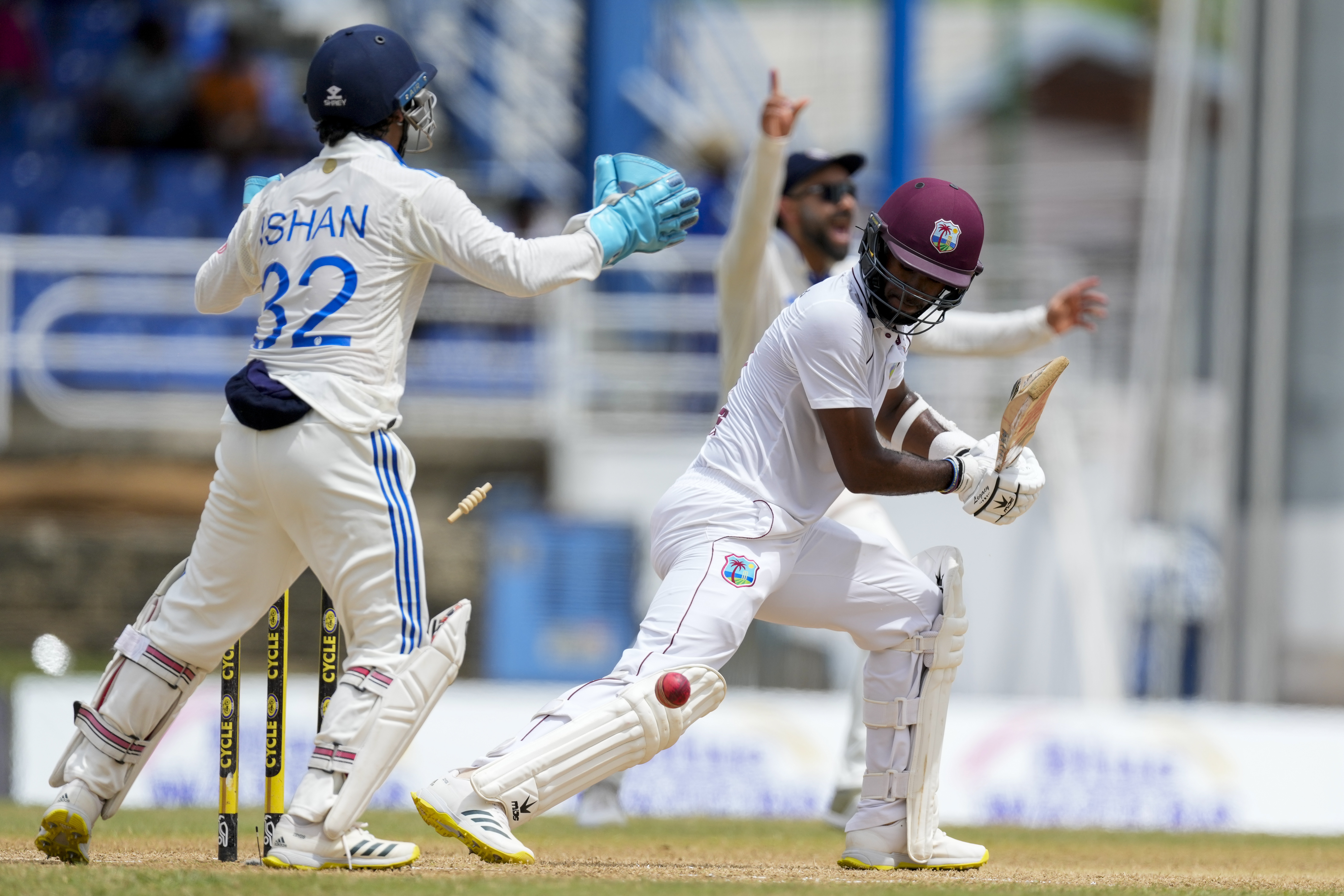 After Brathwaite's dismissal, Blackwood and Athanaze continued the assault on Indian bowlers with the Windies putting up a total of 174/3 at Tea.