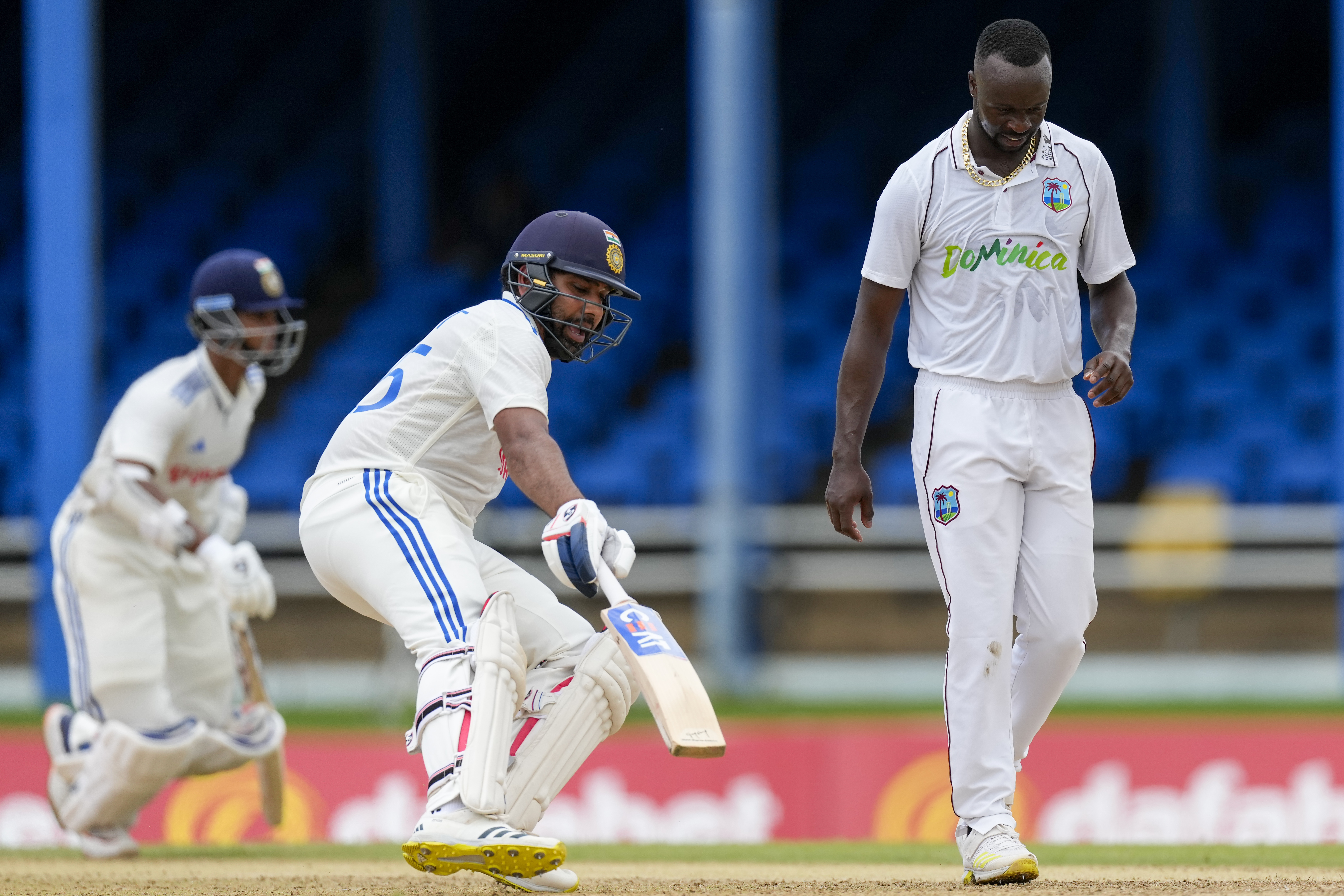 Indian captain Rohit Sharma achieved a massive milestone as he surpassed the 2000-run mark as a Test opener, and he also completed 2000 runs in the WTC era. (AP Photo) Indian captain Rohit Sharma achieved a massive milestone as he surpassed the 2000-run mark as a Test opener, and he also completed 2000-runs in the WTC era. (AP Photo)