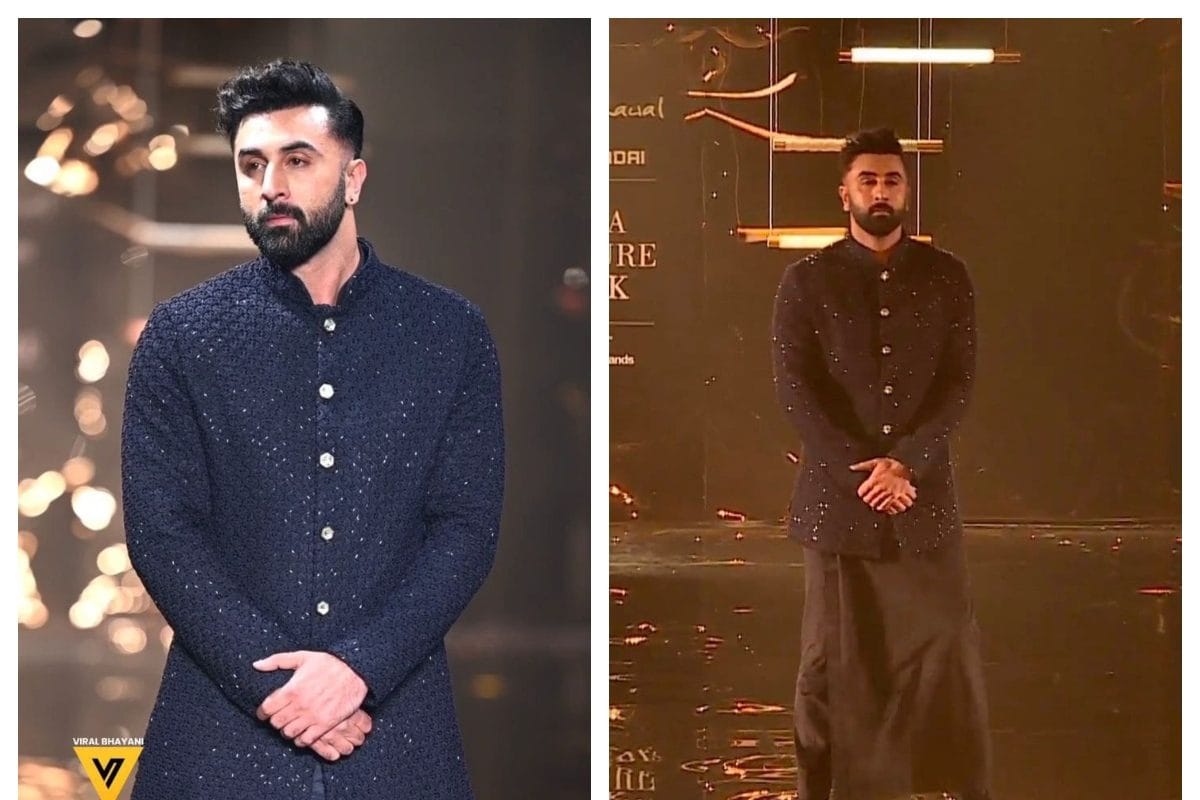 India Couture Week 2023: Ranbir Kapoor makes heads turn as he walks in  lungi pants for Kunal Rawal show