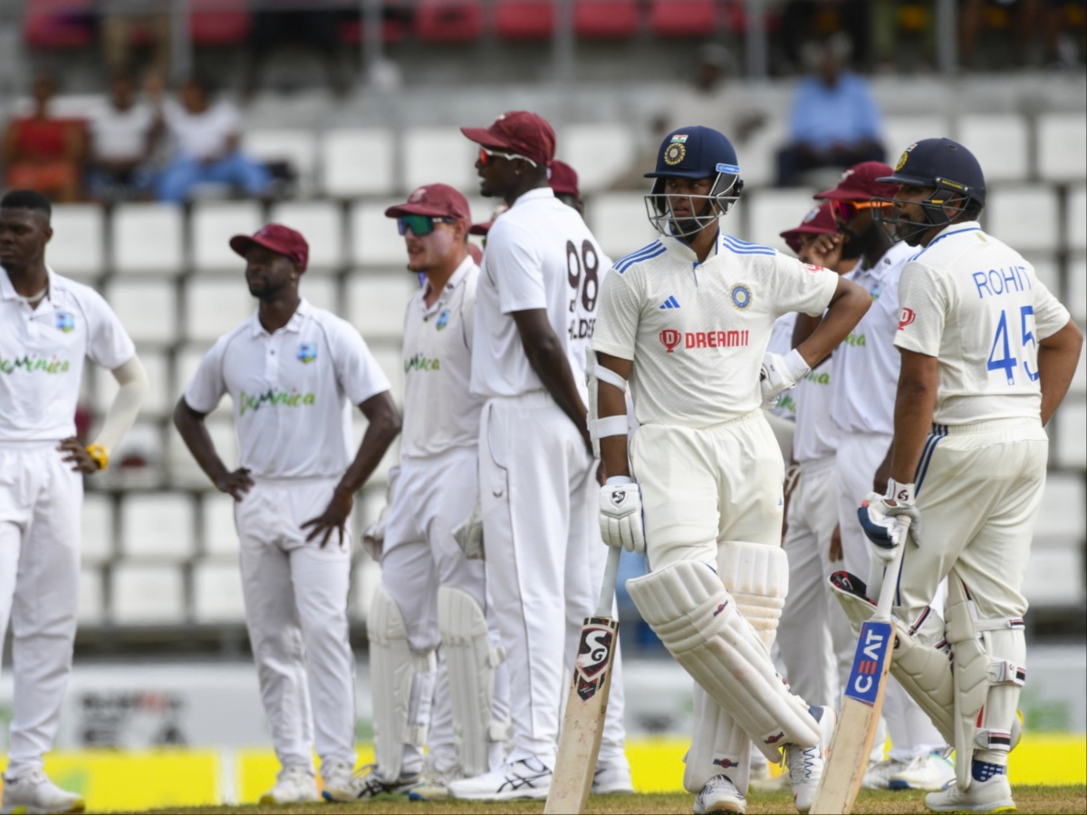 With more than an hour available for batting skipper Rohit Sharma (30 batting, 65 balls) and debutant Yashasvi Jaiswal (40 batting, 73 balls) added 80 runs for the opening stand. (AFP Image) With more than an hour available for batting skipper Rohit Sharma (30 batting, 65 balls) and debutant Yashasvi Jaiswal (40 batting, 73 balls) added 80 runs for the opening stand