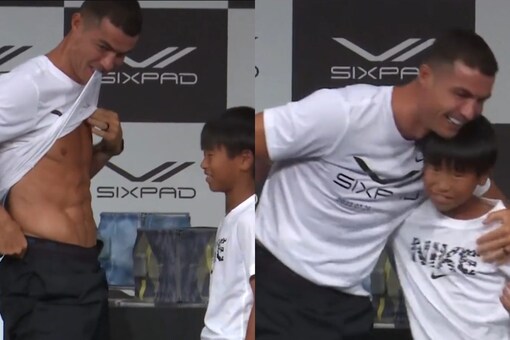 Cristiano Ronaldo shows off his six-pack abs (Twitter)