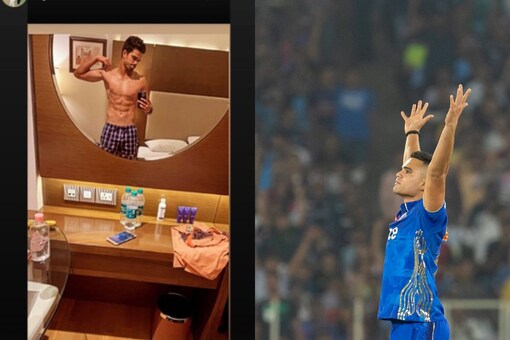 Arjun Tendulkar shows off his six pack abs (Arjun Tendulkar Instagram/IPL)