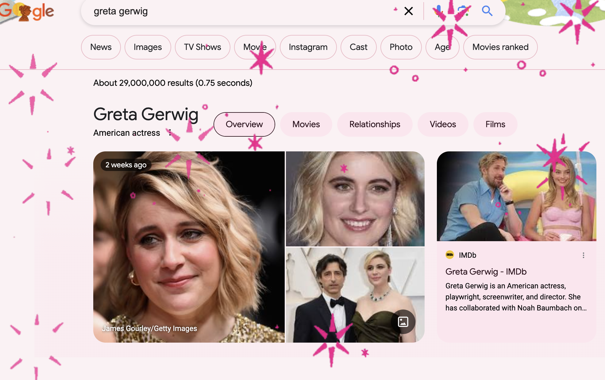 Google 'Margot Robbie', 'Ryan Gosling': Search Engine's Easter