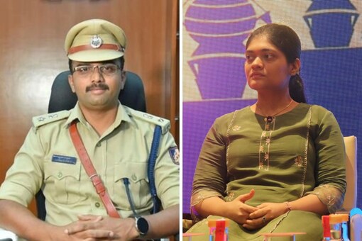 Udupi SP Akshay Machindra; activist Rashmi Samant. Samant has alleged Udupi Police are harassing her family. (Twitter)