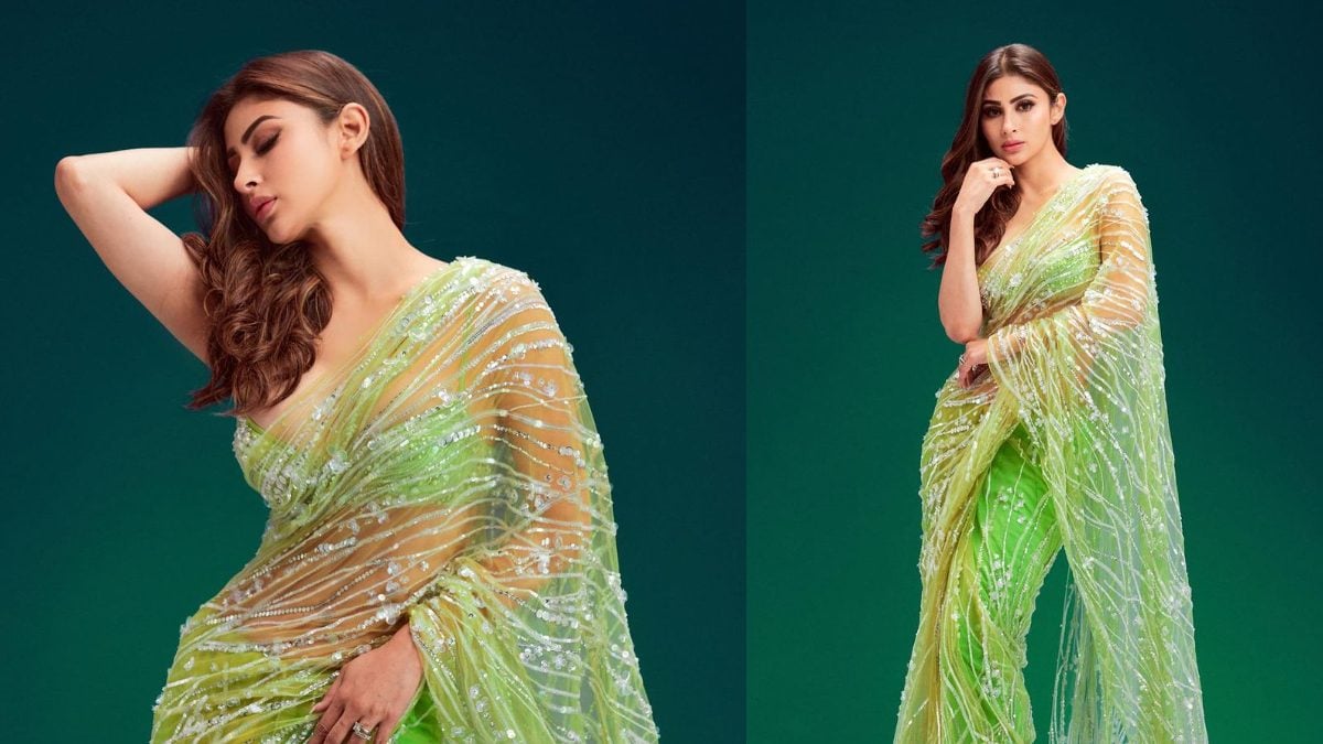 Mouni Roy Exudes Dazzling Beauty in a Sheer Pastel Green Saree; See Photos – News18