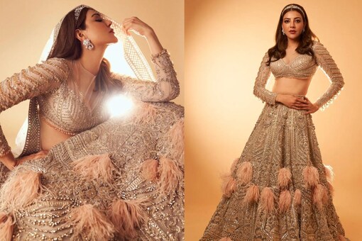 For her most recent photo shoot, Kajal Aggarwal shines in a Falguni Shane Peacock lehenga. (Images: Instagram)