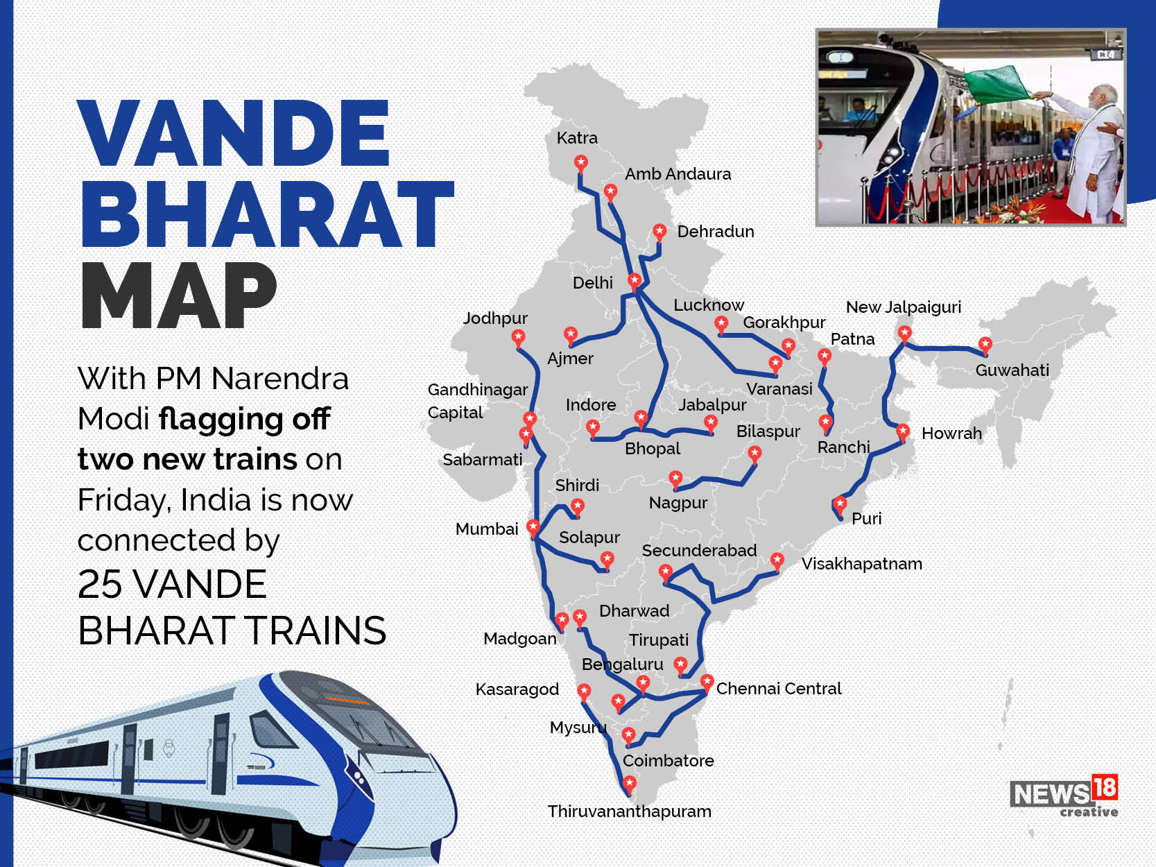 New Lucknow Gorakhpur Jodhpur Sabarmati Trains Take Vande Bharat Count   Vande Bharat Map 0707 15 