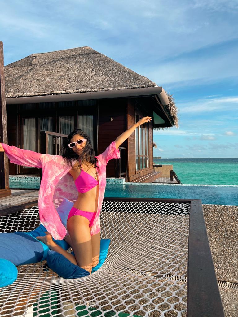  Shriya is living her best life in this hot-bink bikini set which is a perfect tribute to the Barbie-core trend. (Image: Instagram)