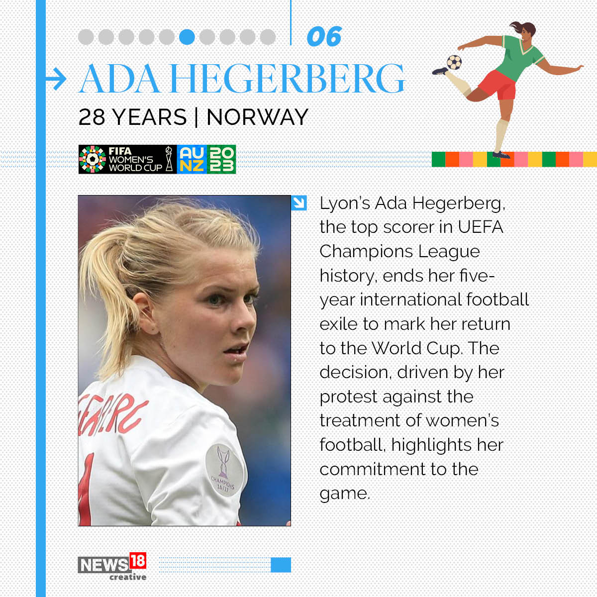  Ada Hegerberg - Norway - 28 years-old (News18 Creative)