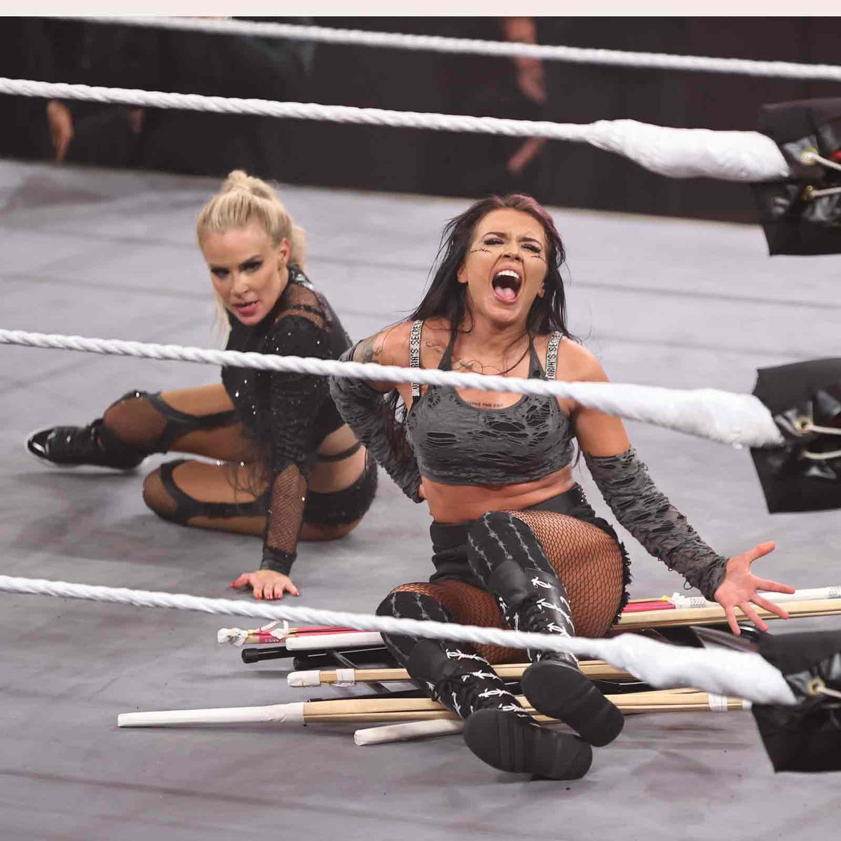 Dana Brooks got the better of Cora Jade in a Kendo Stick match as she finished the bout off with a moonsault. (WWE) 