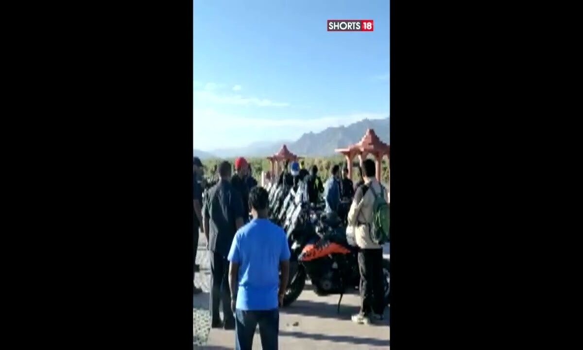 Shorts Rahul Gandhi Rides Bike To Ladakh S Pangong Lake To Celebrate