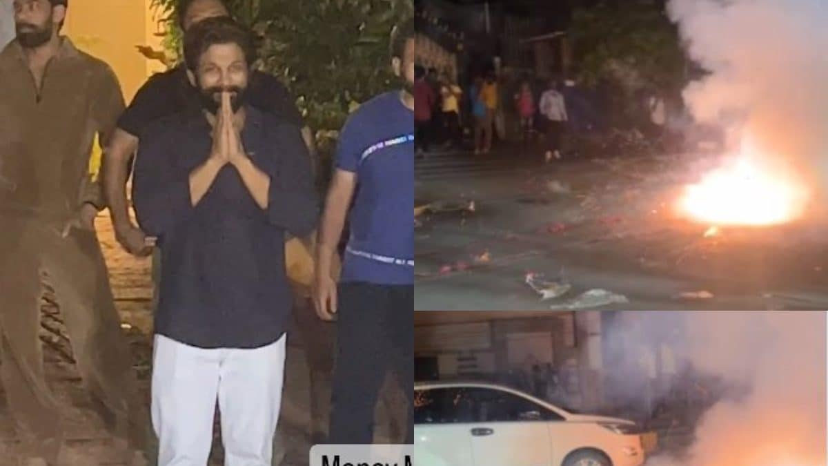 Allu Arjun Fans Burst Crackers Outside His House After Big Win; Pushpa ...