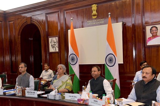 Union FM Nirmala Sitharaman chairing the 51st meeting of the GST Council, via video conferencing, in New Delhi on Aug 2. (Image: Ministry of Finance)