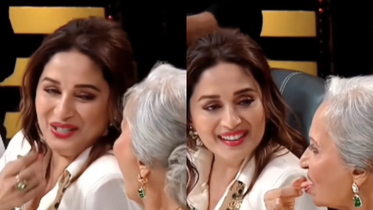 Madhuri Dixit Stuns Waheeda Rehman With Whistling Skills Says Building Ke Ladko Ko Sikhati Thi 8544