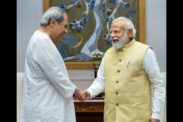 Prime Minister Narendra Modi with Odisha Chief Minister Naveen Patnaik during a meeting in New Delhi. (PTI)