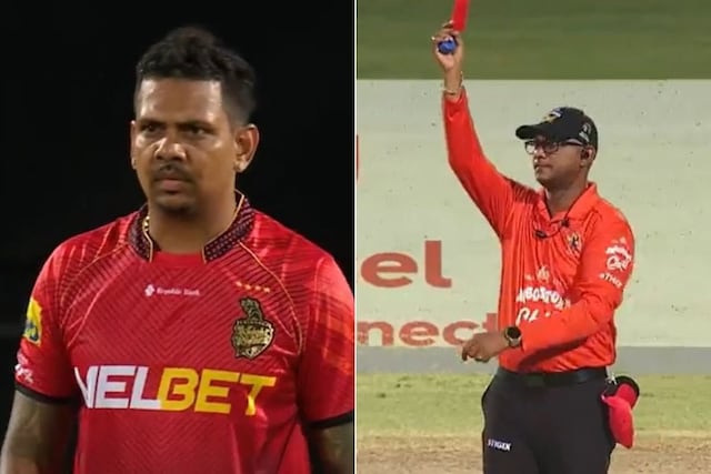 Red Card used in CPL 2023 game evicts Sunil Narine