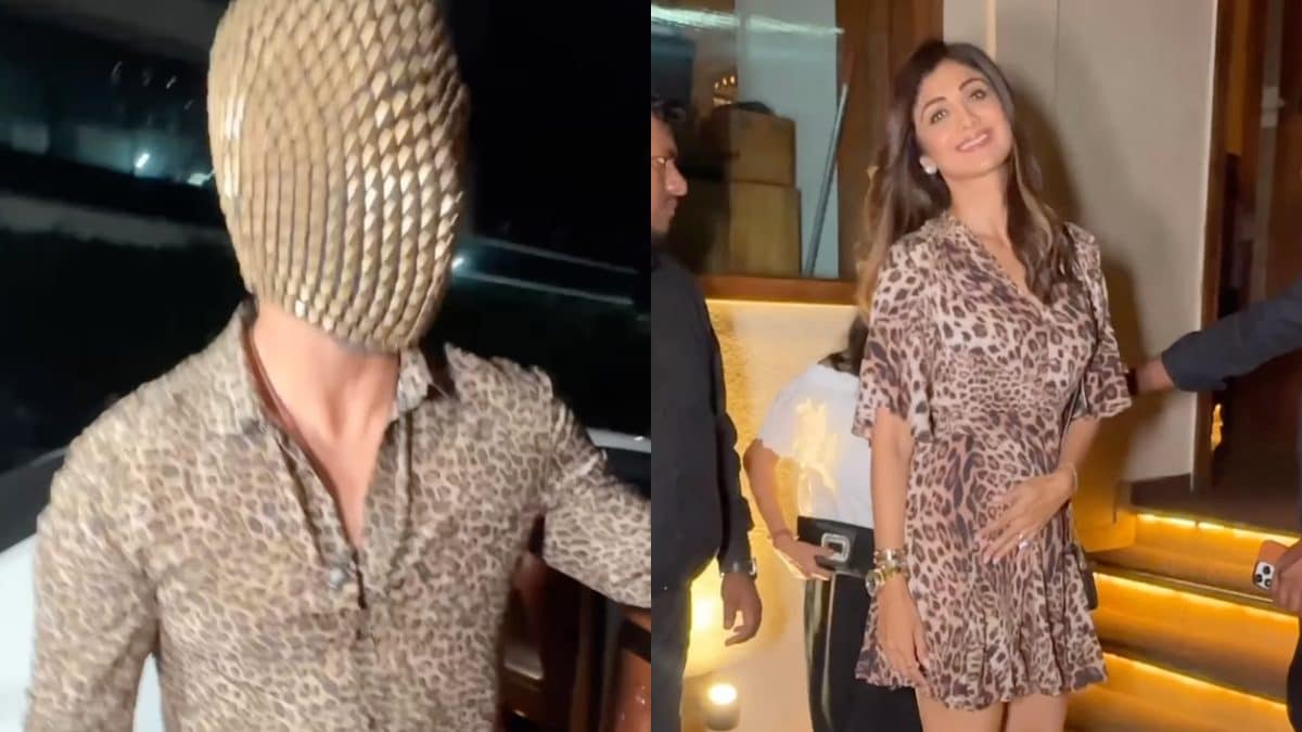 Raj Kundra Hides His Face Under Unusual Mask, Twins With Shilpa Shetty in  Leopard Print Outfit - News18