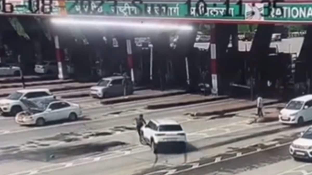 WATCH | Speeding Car Hit & Drags Toll Plaza Employee in Uttar Pradesh’s Hapur, Flees – News18