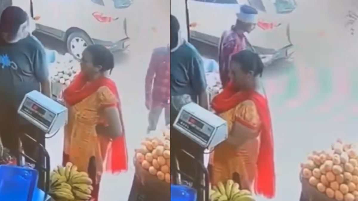 Video Shows Man Snatching Woman's Chain Outside Fruit Shop, Internet Is Shocked